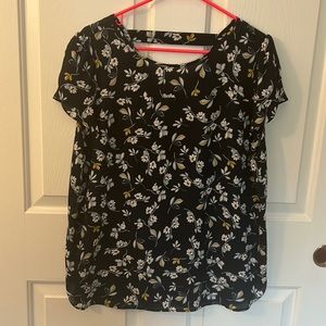EUC LOFT Flutter sleeve bar back floral blouse